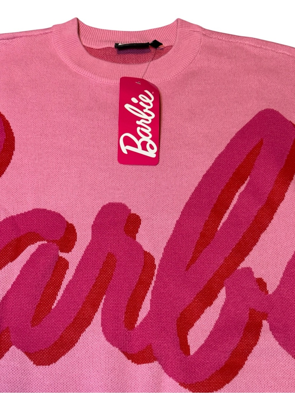 Barbie Pink Ombre Script Crewneck Sweater Womens Size XS - Picture 5 of 9